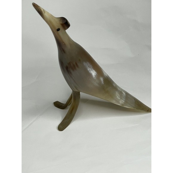 Hand Carved Hollow Horn Bird Standing Statue Figurine Sculpture Art Roadrunner - Picture 2 of 10
